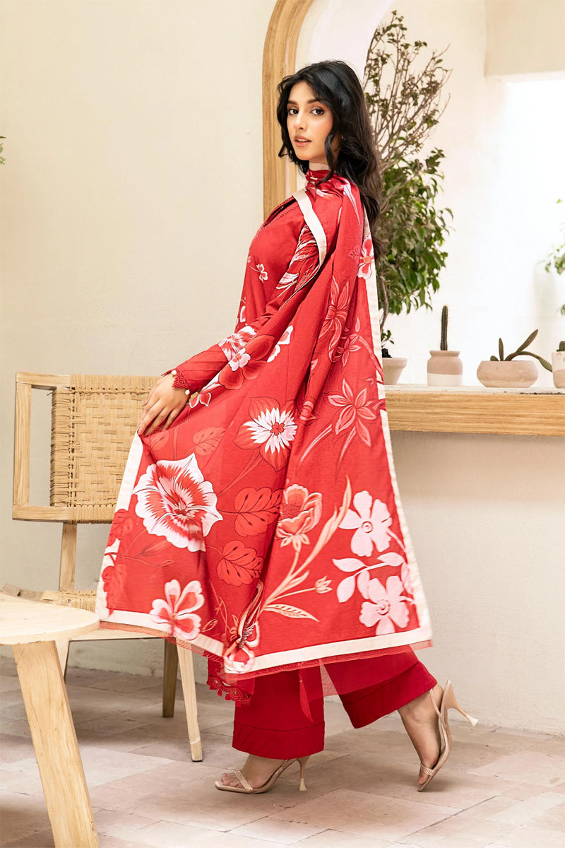 Elahéh By M.Fabrics - 3PC Unstitched Printed Lawn Suit (Red)