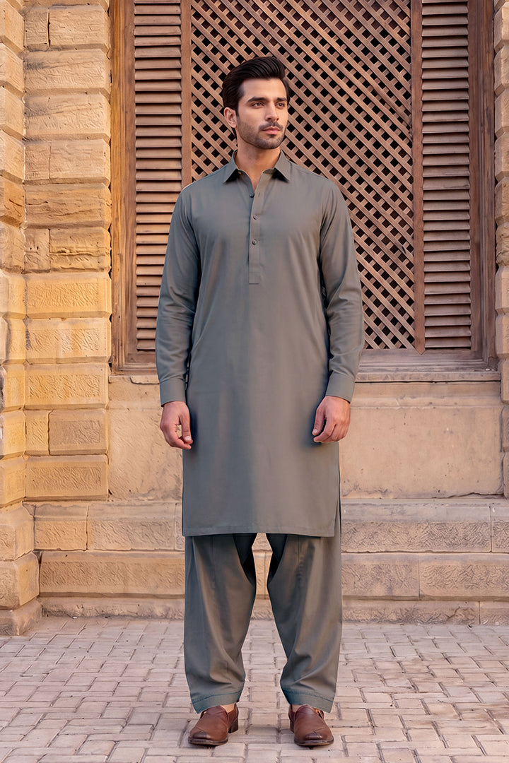 Gul Ahmed – Men’s Unstitched Wash & Wear Fabric (Gray)