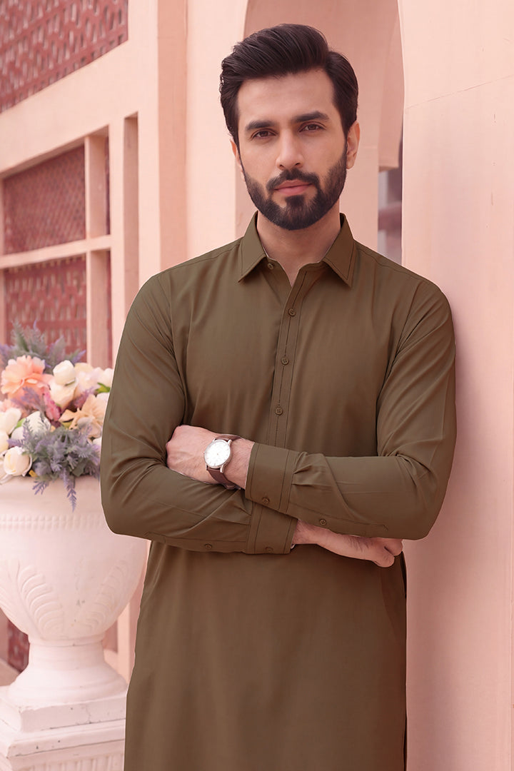 Alkaram – Men’s Unstitched Wash & Wear Fabric (Brown)