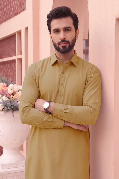 Alkaram – Men’s Unstitched Wash & Wear Fabric (Light Brown)