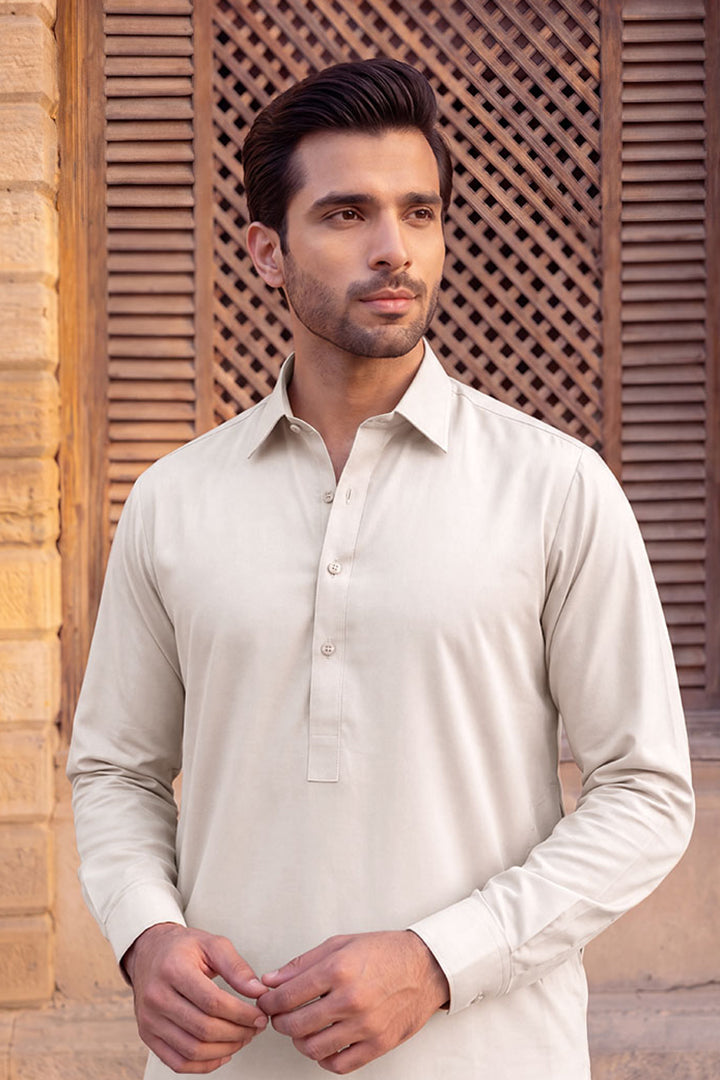 Gul Ahmed – Men’s Unstitched Wash & Wear Fabric (Off White)