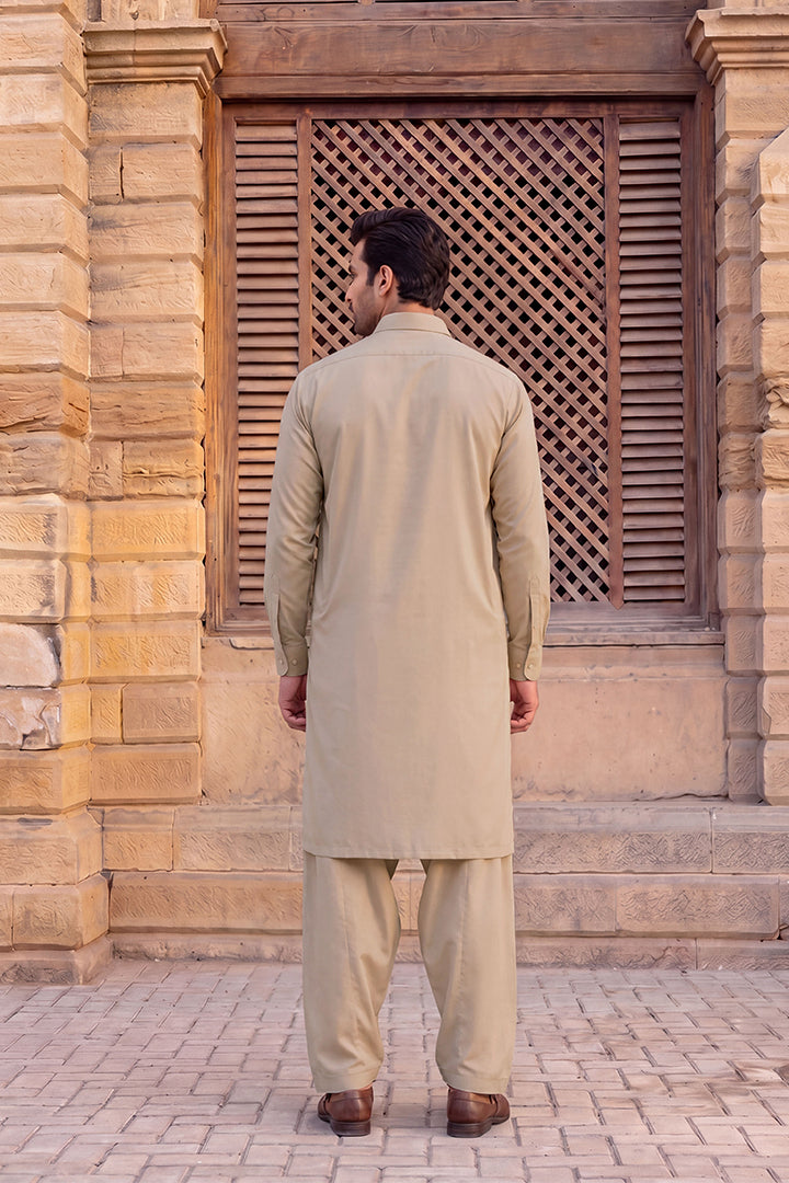 Gul Ahmed – Men’s Unstitched Wash & Wear Fabric (Light Brown)