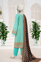 Inaya By KBC Fashion - 3PC Unstitched Printed Lawn Suit (Ice Green & Black)