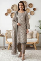Rimal by UK Vol-61 3PC Unstitched Embroidered Lawn Suit (Rust Brown)