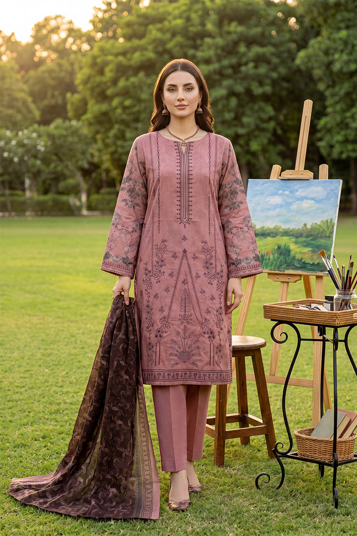 Rimal by UK Vol-41 3PC Unstitched Embroidered Lawn Suit (Pink)