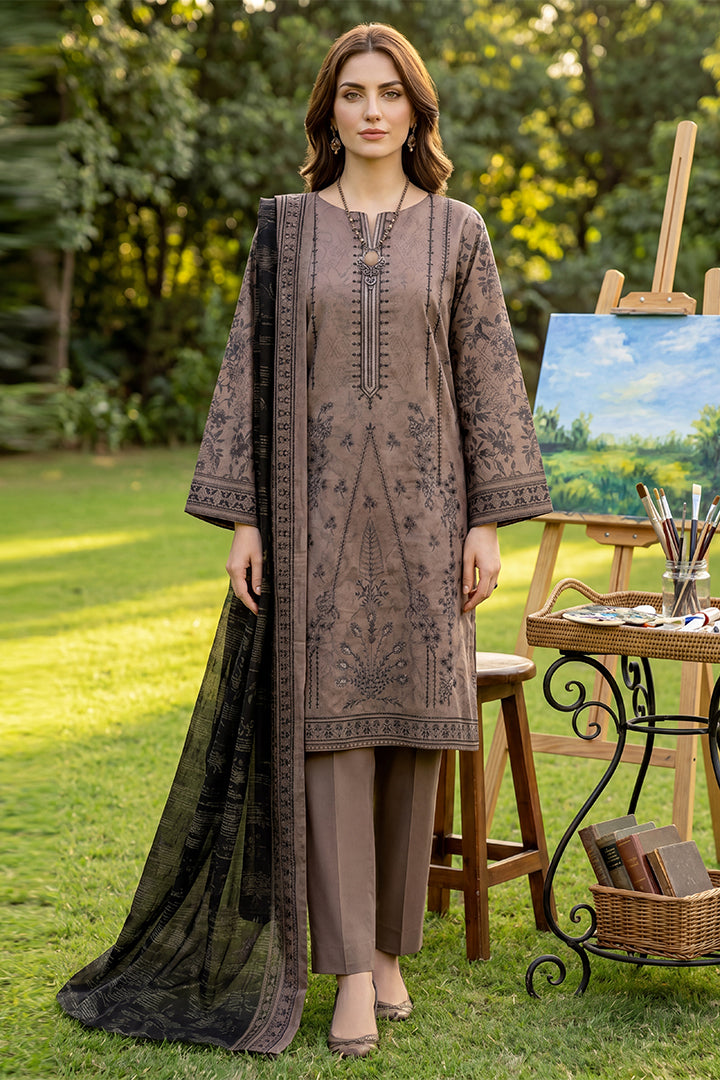 Rimal by UK Vol-41 3PC Unstitched Embroidered Lawn Suit (Cream Rust)