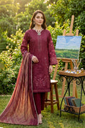 Rimal by UK Vol-41 3PC Unstitched Embroidered Lawn Suit (Maroon)