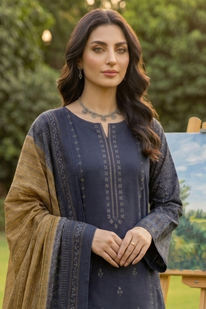 Rimal by UK Vol-41 3PC Unstitched Embroidered Lawn Suit (Blue)