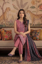 Rimal by UK Vol-22 3PC Unstitched Embroidered Lawn Suit (Pink)