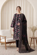 Rimal by UK Vol-65 3PC Unstitched Embroidered Lawn Suit (Black)