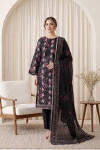 Rimal by UK Vol-65 3PC Unstitched Embroidered Lawn Suit (Black)
