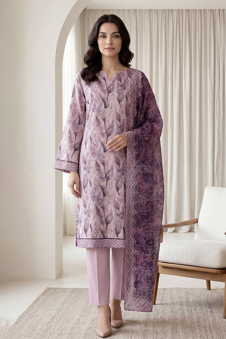 Rimal by UK Vol-65 3PC Unstitched Embroidered Lawn Suit (Purple)