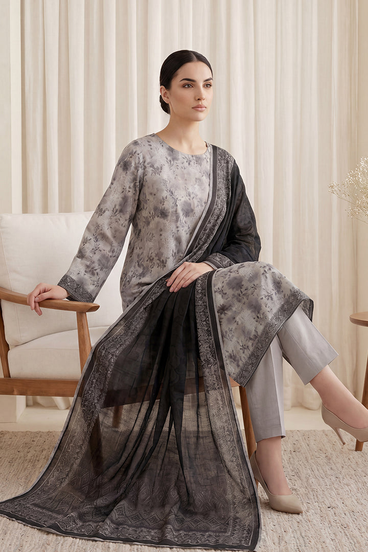 Rimal by UK Vol-65 3PC Unstitched Embroidered Lawn Suit (Grey)