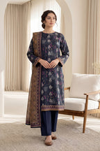 Rimal by UK Vol-65 3PC Unstitched Embroidered Lawn Suit (Navy Blue)