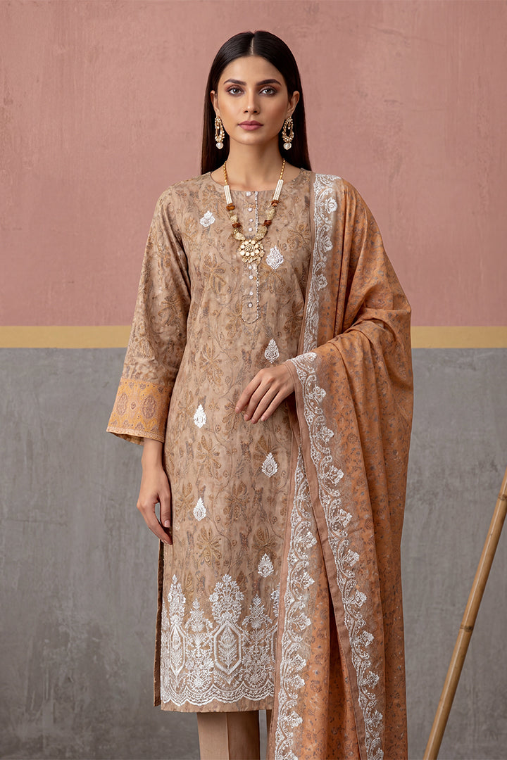 KIJI by Rimal Vol-119 3PC Unstitched Embroidered Lawn Suit (Brown)