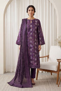 Rimal by UK Vol-65 3PC Unstitched Embroidered Lawn Suit (Dark Purple)