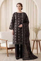 Rimal by UK Vol-65 3PC Unstitched Embroidered Lawn Suit (Black)