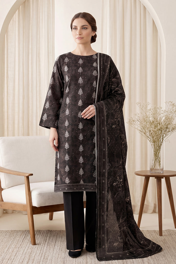 Rimal by UK Vol-65 3PC Unstitched Embroidered Lawn Suit (Black)