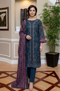 Rimal by UK Vol-46 3PC Unstitched Embroidered Lawn Suit (Navy)