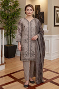Rimal by UK Vol-46 3PC Unstitched Embroidered Lawn Suit (Grey)
