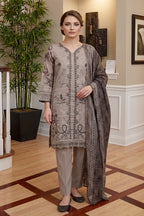 Rimal by UK Vol-46 3PC Unstitched Embroidered Lawn Suit (Grey)