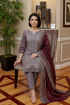 Rimal by UK Vol-46 3PC Unstitched Embroidered Lawn Suit (Grey)