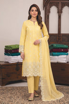Rimal by UK Vol-48 3PC Unstitched Schiffli Embroidered Lawn Suit (Yellow)