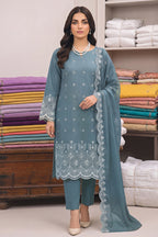 Rimal by UK Vol-48 3PC Unstitched Schiffli Embroidered Lawn Suit (Blue)