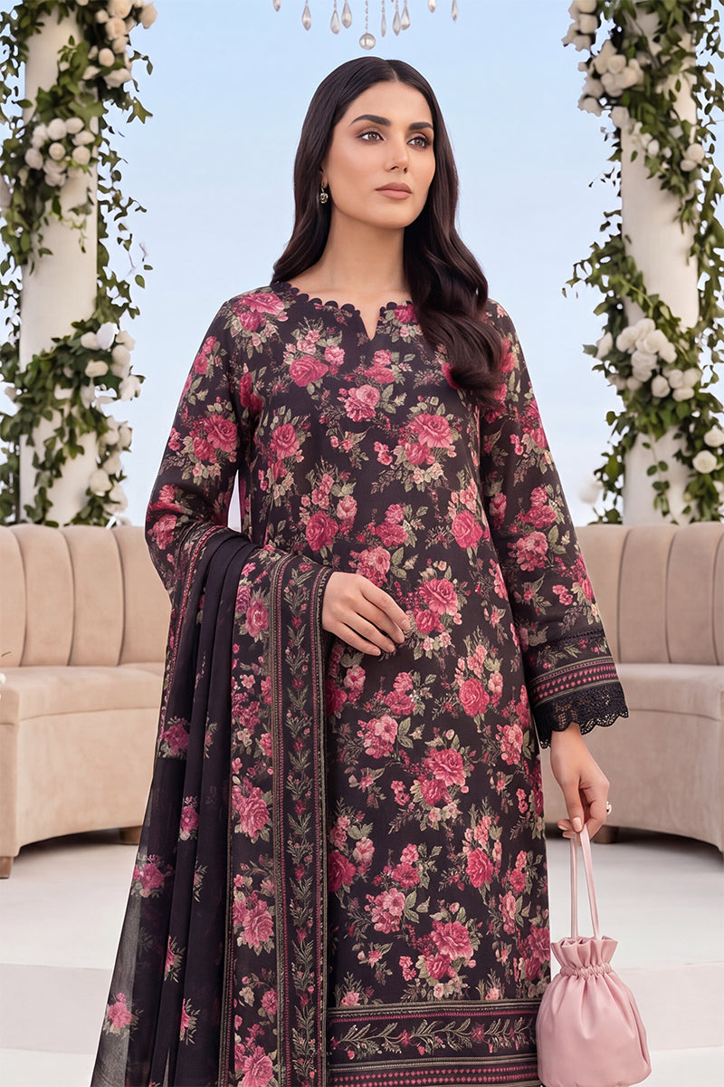 Keyseria by Jaffrani Textile Chapter-8 3PC Unstitched Printed Lawn Suit (Maroon)