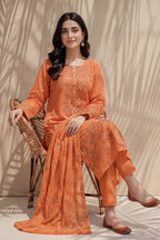 Amira by Breeza Fashion - 3PC Unstitched Embroidered Lawn Suit (Orange)