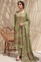 Amira by Breeza Fashion - 3PC Unstitched Embroidered Lawn Suit (Olive Green)