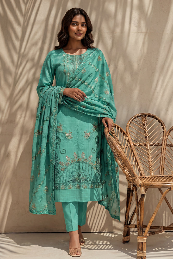 Amira by Breeza Fashion - 3PC Unstitched Embroidered Lawn Suit (Mint Green)