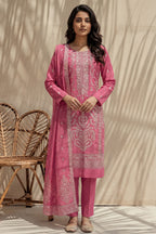 Badshah by Breeza Fashion - 3PC Unstitched Embroidered Lawn Suit (Pink)