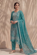 Badshah by Breeza Fashion - 3PC Unstitched Embroidered Lawn Suit (Blue)