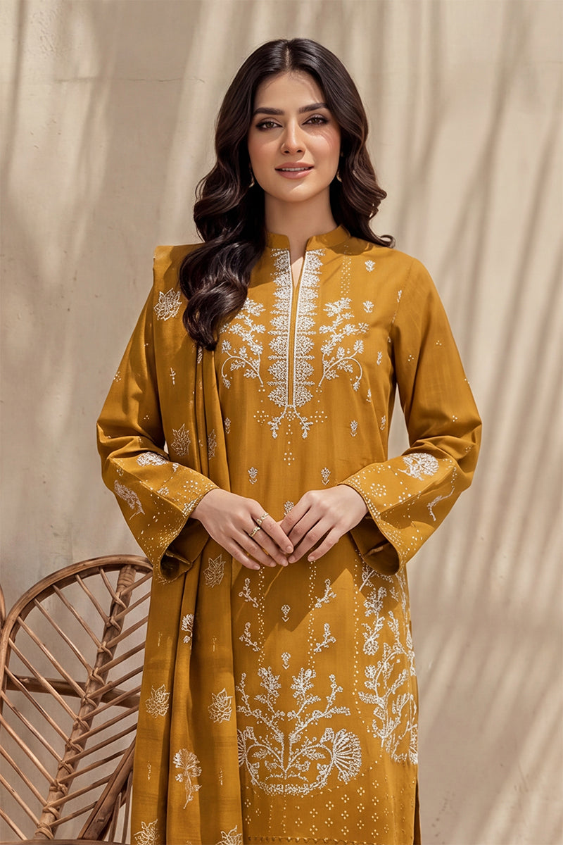 Mahanoor by Breeza Fashion - 3PC Unstitched Embroidered Lawn Suit (Yellow)