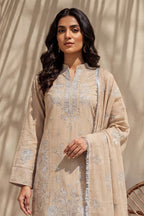 Mahanoor by Breeza Fashion - 3PC Unstitched Embroidered Lawn Suit (Cream)