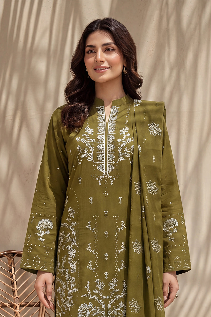 Mahanoor by Breeza Fashion - 3PC Unstitched Embroidered Lawn Suit (Luxor Gold)