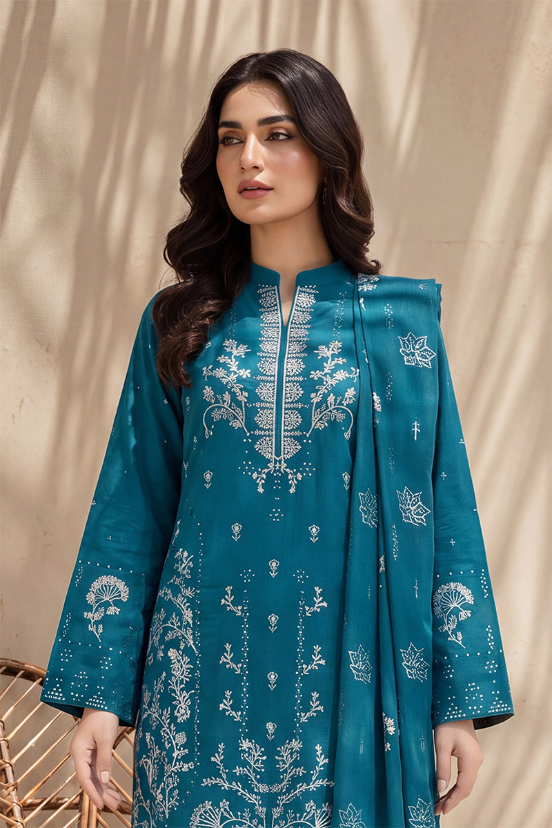 Mahanoor by Breeza Fashion - 3PC Unstitched Embroidered Lawn Suit (Blue Chill)