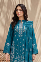 Mahanoor by Breeza Fashion - 3PC Unstitched Embroidered Lawn Suit (Blue Chill)