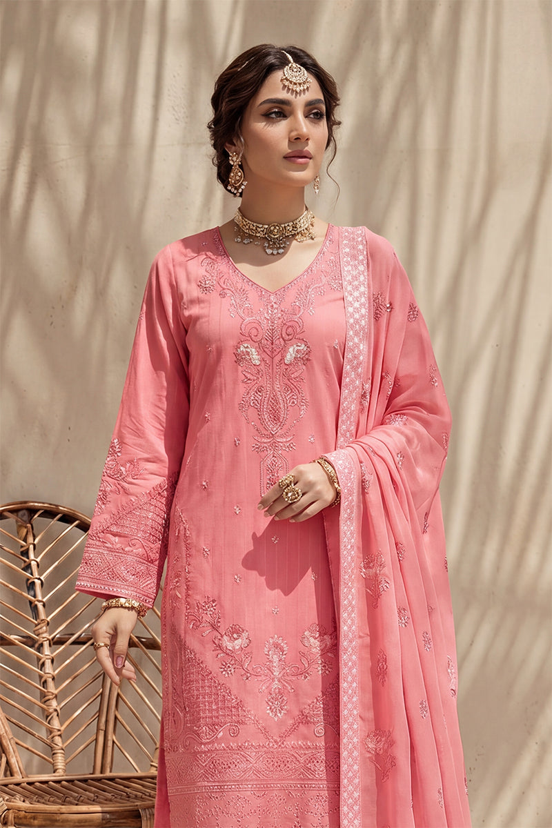 Nishah by Breeza Fashion - 3PC Unstitched Embroidered Lawn Suit (Pink)
