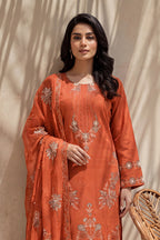 Parado by Breeza Fashion - 3PC Unstitched Embroidered Lawn Suit (Orange)
