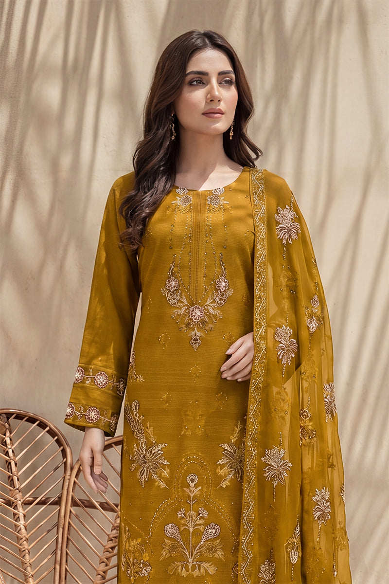 Parado by Breeza Fashion - 3PC Unstitched Embroidered Lawn Suit (Mustard)