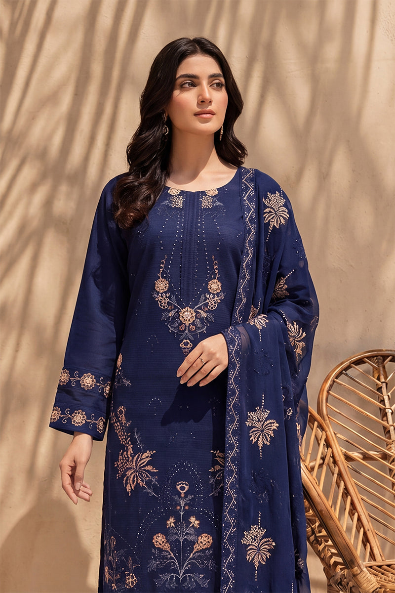 Parado by Breeza Fashion - 3PC Unstitched Embroidered Lawn Suit (Navy Blue)