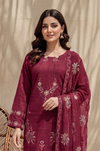 Parado by Breeza Fashion - 3PC Unstitched Embroidered Lawn Suit (Maroon)