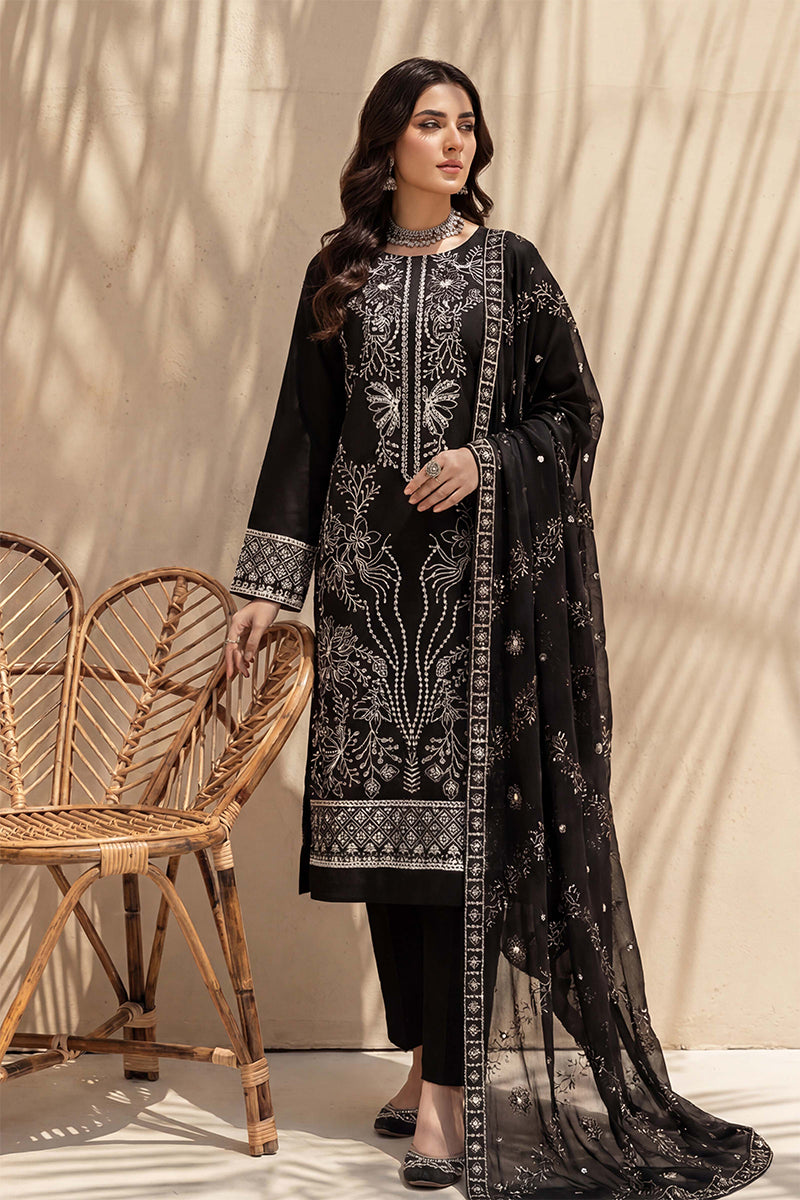 Sana by Breeza Fashion - 3PC Unstitched Embroidered Lawn Suit (Black)