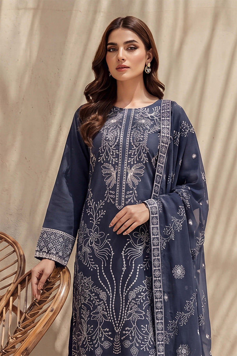 Sana by Breeza Fashion - 3PC Unstitched Embroidered Lawn Suit (Gray)