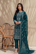 Sana by Breeza Fashion - 3PC Unstitched Embroidered Lawn Suit (Deep Sea Green)