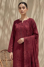 Sania by Breeza Fashion - 3PC Unstitched Embroidered Lawn Suit (Maroon)