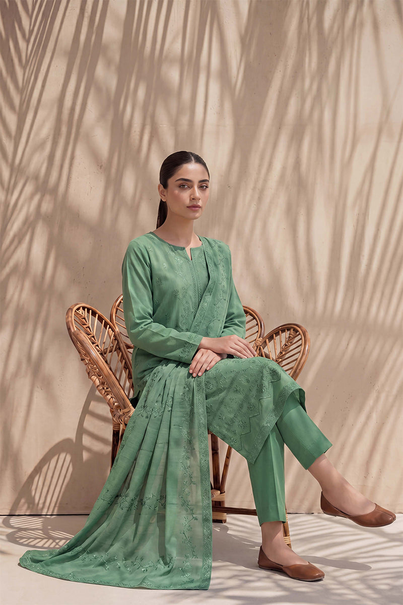 Sania by Breeza Fashion - 3PC Unstitched Embroidered Lawn Suit (Green)
