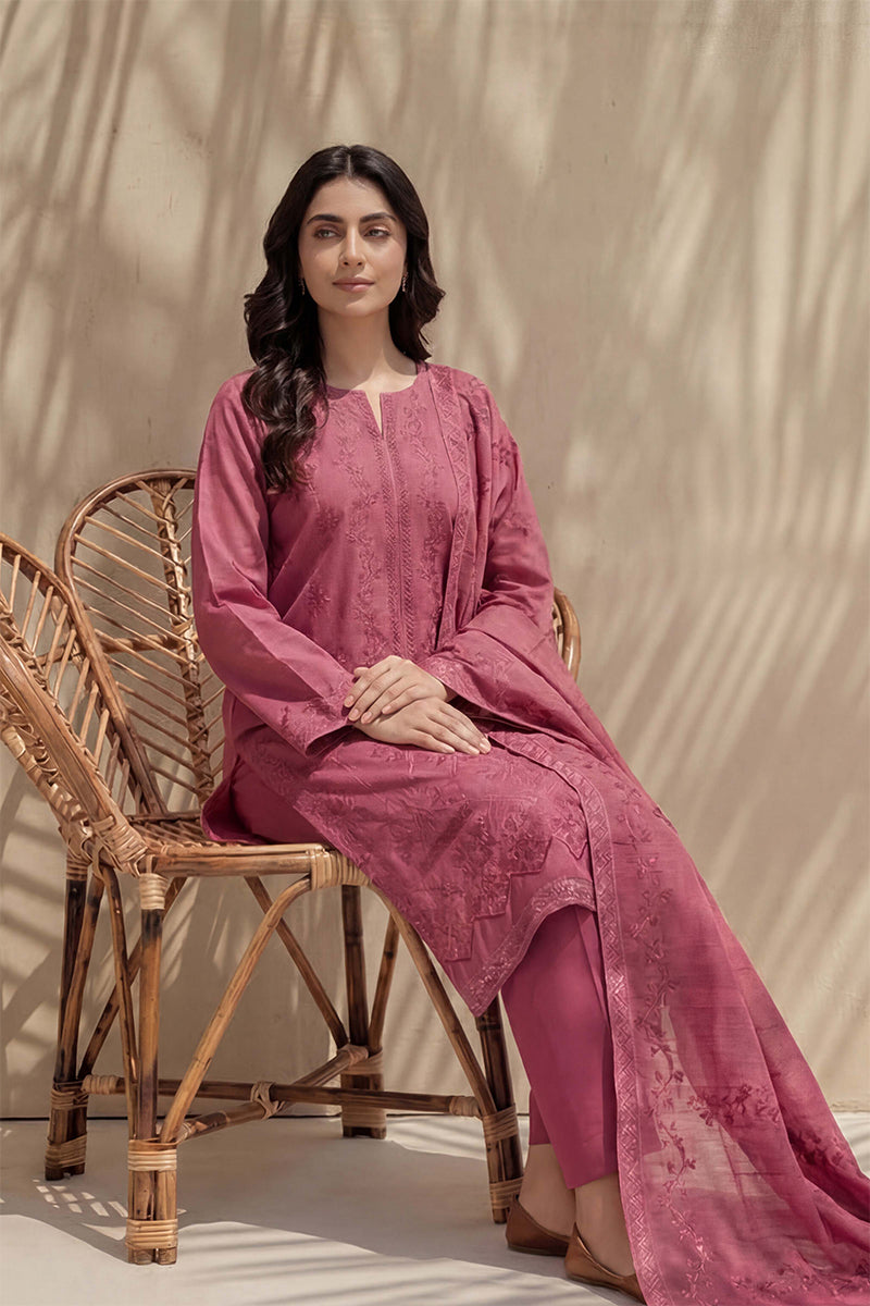 Sania by Breeza Fashion - 3PC Unstitched Embroidered Lawn Suit (Pink)